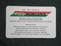 Kártyanaptár,PBS Hungária papír,iroda és írószer üzletek,Pécs,Győr,Veszprém,Szombathely,1997 (3)