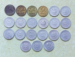 Magyarország 21 db Különböző Érme 1 2 Forint 1967-1989
