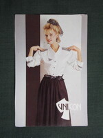 Kártyanaptár,Unicon ruházati vállalat,Békéscsaba,női modell,1986  (licites)
