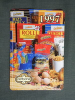 Kártyanaptár,Cerbona gabonapehely,Pécs,Budapest,Eger,Hódmezővásárhely,Nyíregyháza,1997 (3)