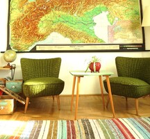 Vintage klubfotel fotel kivételes eredeti kárpittal 60as 70es évek fotelpár mid century bútor