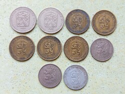 Csehszlovákia 10 db Különböző Érme 10 50 Heller Halierov 1 2 Korona 1962-1979