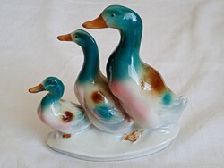 Porcelain duck figurine Carl Scheidig Gräfenthal made abroad hand painting vintage duck family