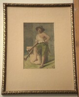 (K) Kassai Nándor (1860-1929-után) : Olasz dudás fiú
