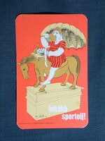 Kártyanaptár,Békéscsaba,Megyei Tanács sportpropaganda,egészségmegelőzés,grafikai,1988  (licites)