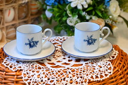 2 db Selmann Weiden porcelán csésze aljjal – kék rózsás