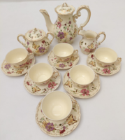 Makulátlan! Zsolnay porcelán pillangó mintás 6 személyes mokkás készlet
