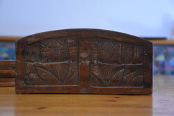 Antique Old Wooden Elaborately Carved English Glass with 12 Coasters