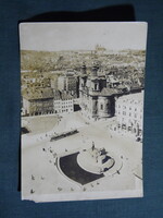 Képeslap,Csehország,Prága,Óváros tér,villamos megáló,városi látkép,részlet,1956-