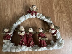 Gyönyörű angyalos karácsonyi dísz, gyertyatartó, nagy.