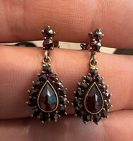 Antique Victorian Bohemia Czechoslovak Garnet Silver Earrings