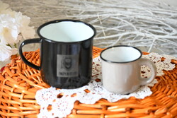 2 db bögre – zománc + mini kerámia – kávé, tea szett