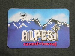 Kártyanaptár,Alpesi szendvicsvaj,Szombathely tejipari vállalat,1989  (licites)
