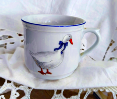 Retró, gyönyörű, libás, nagyméretű kakaós, teás bögre, vitrinben őrzött