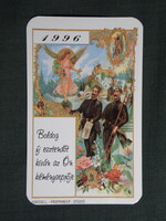 Kártyanaptár,Kéményseprő,tűzeléstechnika,grafikai,1996  (licites)