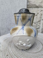 Zsolnay Keràmia korsó ritkaság Ón fedeles Sörös Boris kancsó puttó jelenet