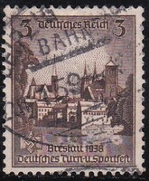 1938 Deutsche Reich 3 Pfennig Régi Bélyeg Német Torna- és Sportfesztivál Breslau