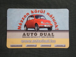 Kártyanaptár,Autó Dual autókereskedés,Békéscsaba,FIAT 500 autó,2005  (licites)
