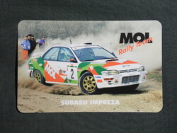 Kártyanaptár,MOL Rally Team,Kiss Ferenc,Büki Ernő,subaru Impreza WRC Rally autó,1998  (licites)