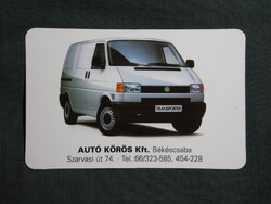 Kártyanaptár,Békéscsaba,Autó kőrös autókereskedés,Volkswagen transporter,1997  (licites)