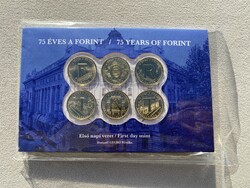 2021 75 éves a Forint 6x5 Forint elsőnapi veret bliszter, ALACSONY SORSZÁM: 00706