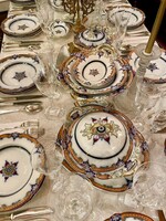 Antik, angol, az 1850-es évekből származó, 12 személyes, aranyozott étkészletet