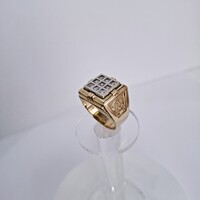 14 karátos arany, 14,25 g Négyzetes cirkónia köves prémium pecsétgyűrű (366.)