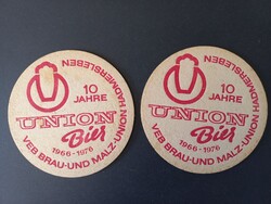 Régi söralátét 2 db VEB Brau- und Malz-Union Hadmersleben NDK - DDR