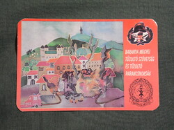 Kártyanaptár,Baranya megyei tűzoltó parancsnokság,tűzoltóság,grafikai,Pécs,2000  (3)
