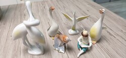 Hollóházi porcelán nippek aukció! Kócsagpár, liba, lúd, kacsa, hal, olvasó fiú