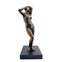 Maugsch Gyula : Ébredés c. szecessziós bronz akt szobor 1930-as évek - 53473