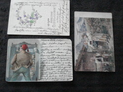 Nyáry grófok arisztokrata levelezés 3 képeslap az egyik Wiener Werkstatte ornamentikás