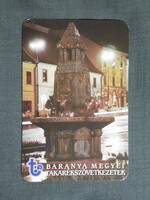 Kártyanaptár,Siklós és vidéke Takarékszövetkezet,Pécs Zsolnay kút,2000  (3)