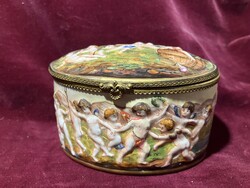 Eredeti Capodimonte Nápoly porcelán szelence  2503 06