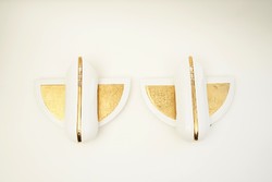 Mid Century Ritka Designer PAN Porcelán Fali Lámpa / Retró 22 Karátos Aranyozás / Space Age / Német