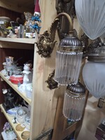 2db régi Felújított üvegpálcás réz falikar