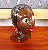 Art deco kerámia büszt szobor néger