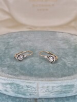 Art deco antik arany buton fülbevaló pár brillekkel cca 0.24 ct