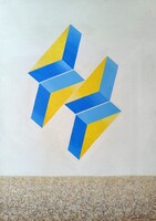 Ábrahám Rafael (1929-2014): Organikus Geometria/ 70x50 cm / Akril, farost