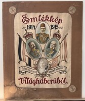 Antik Katonai Obsit Emlékkép hímezve, saját üzenettel I. Világhaború
