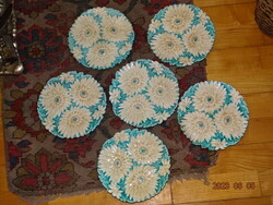 6 DB.-OS ANTIK SZECESSZIÓS  SCHÜTZ CILLI  MAJOLIKA TÁNYÉR DÍSZTÁNYÉR KÉSZLET GARNITÚRA SZETT