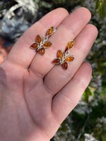 Női 925 Ezüst Pillangós Borostyánköves fülbevaló! Francia kapcsos!