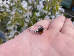 Női 925 Ezüst Borostyánköves Gyűrű! 54-es méret!