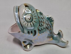 Kerámia Iparművész KSZ szerencsehozó lüszter mázas porcelán hal figura szép állapotban 7,5 cm. magas