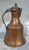Antik vörösréz kancsó vagy kanna, kézzel készített