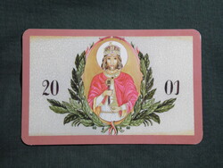 Kártyanaptár,Mérleg gyógyszertár,patika,Pécs,grafikai,Szent István,2001  (3)
