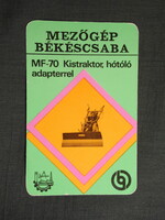 Kártyanaptár,Békéscsaba Mezőgép,Kistraktor hókotró adapter,1975  (licites)