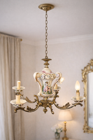 Áttört mintás porcelán és bronz csillár