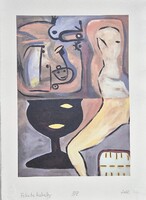 Fe Lugossy László  - Fekete kehely 42 x 30 cm computer print, merített papír