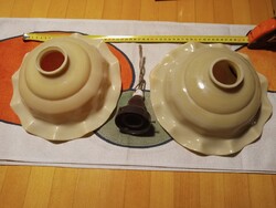 Régi, fodros üveg lámpabúra pár